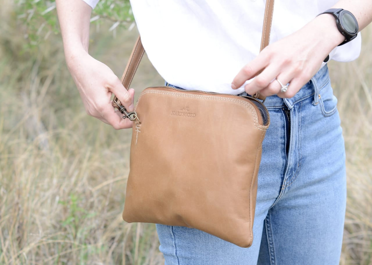 Leather Cross Body Sling | Caramel