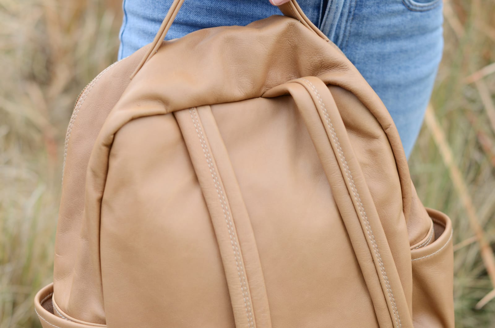 Leather Nappy Backpack | Caramel