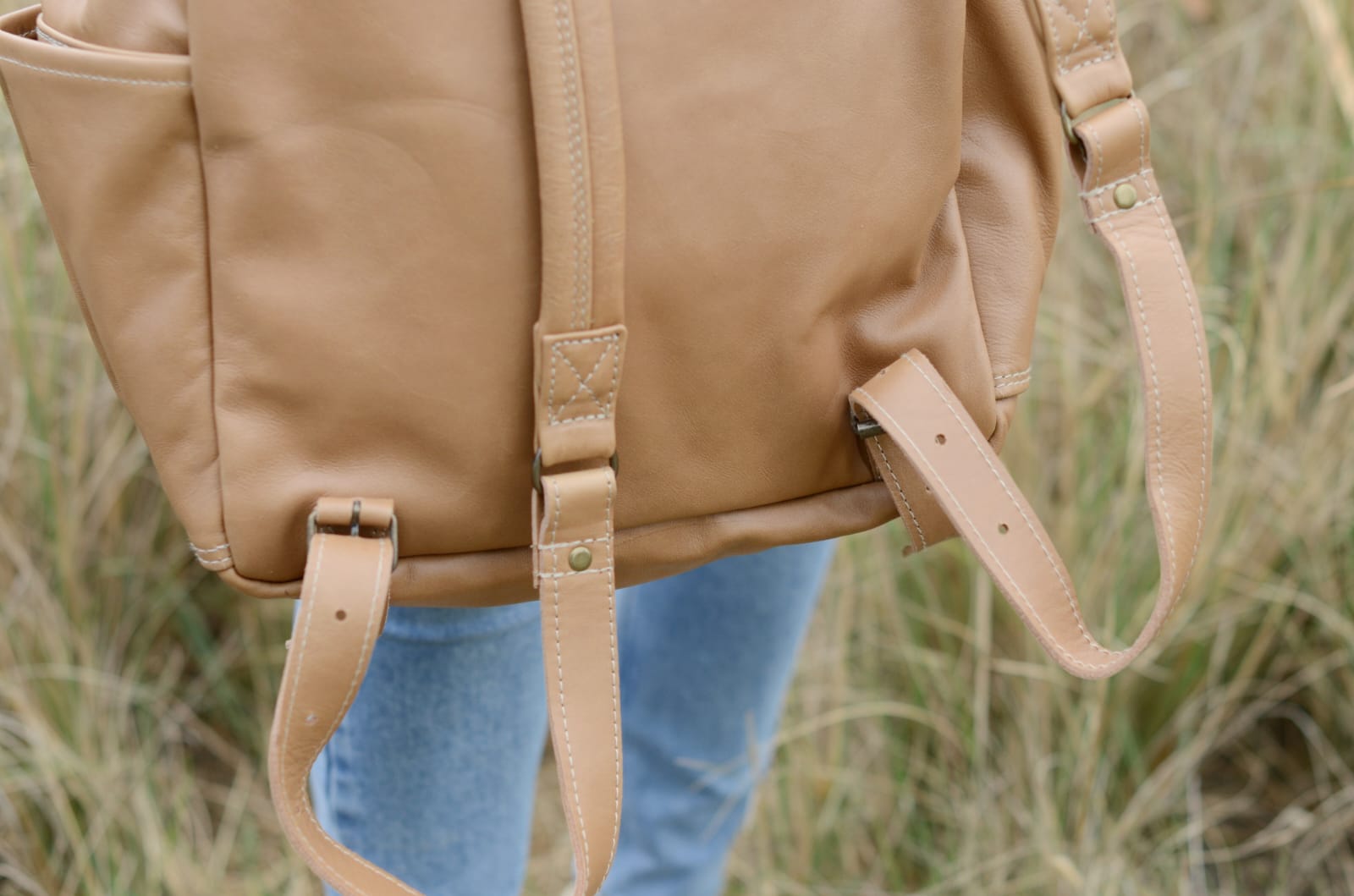 Leather Nappy Backpack | Caramel