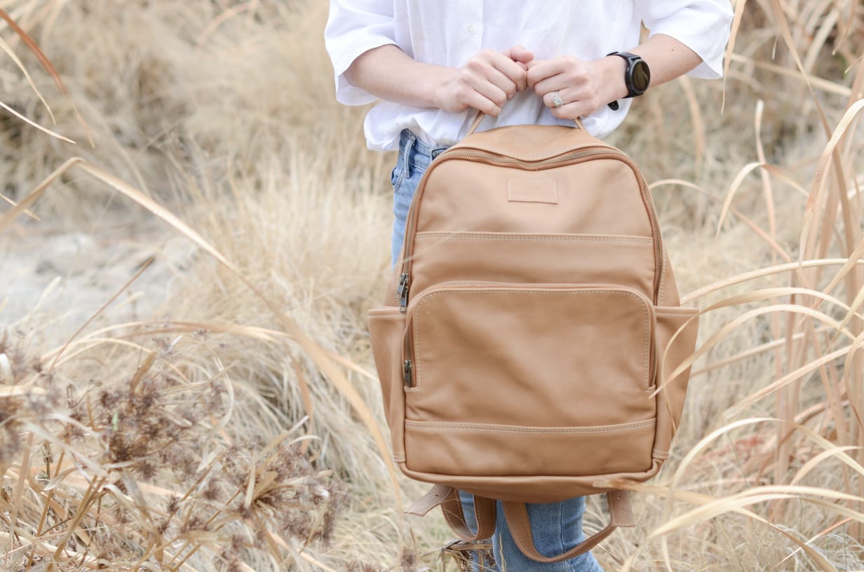 Leather Nappy Backpack | Caramel