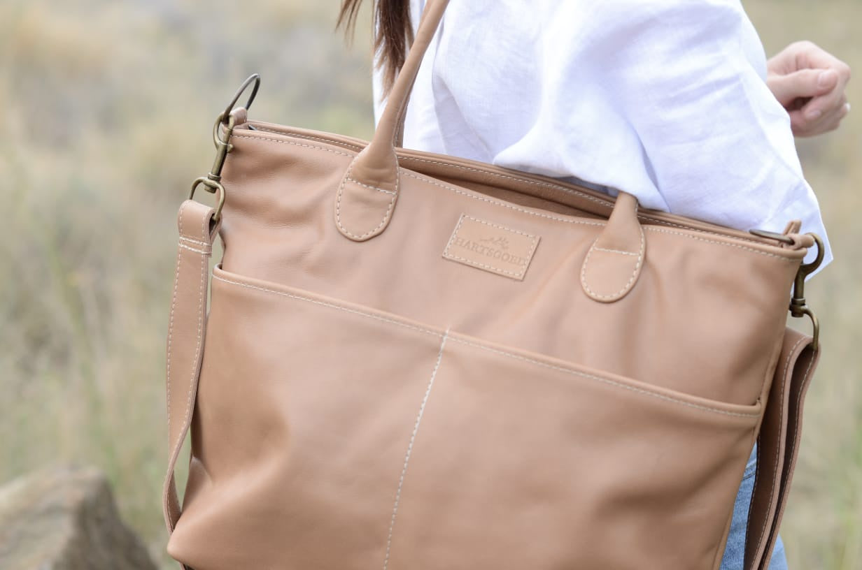 Leather Nappy Handbag | Caramel