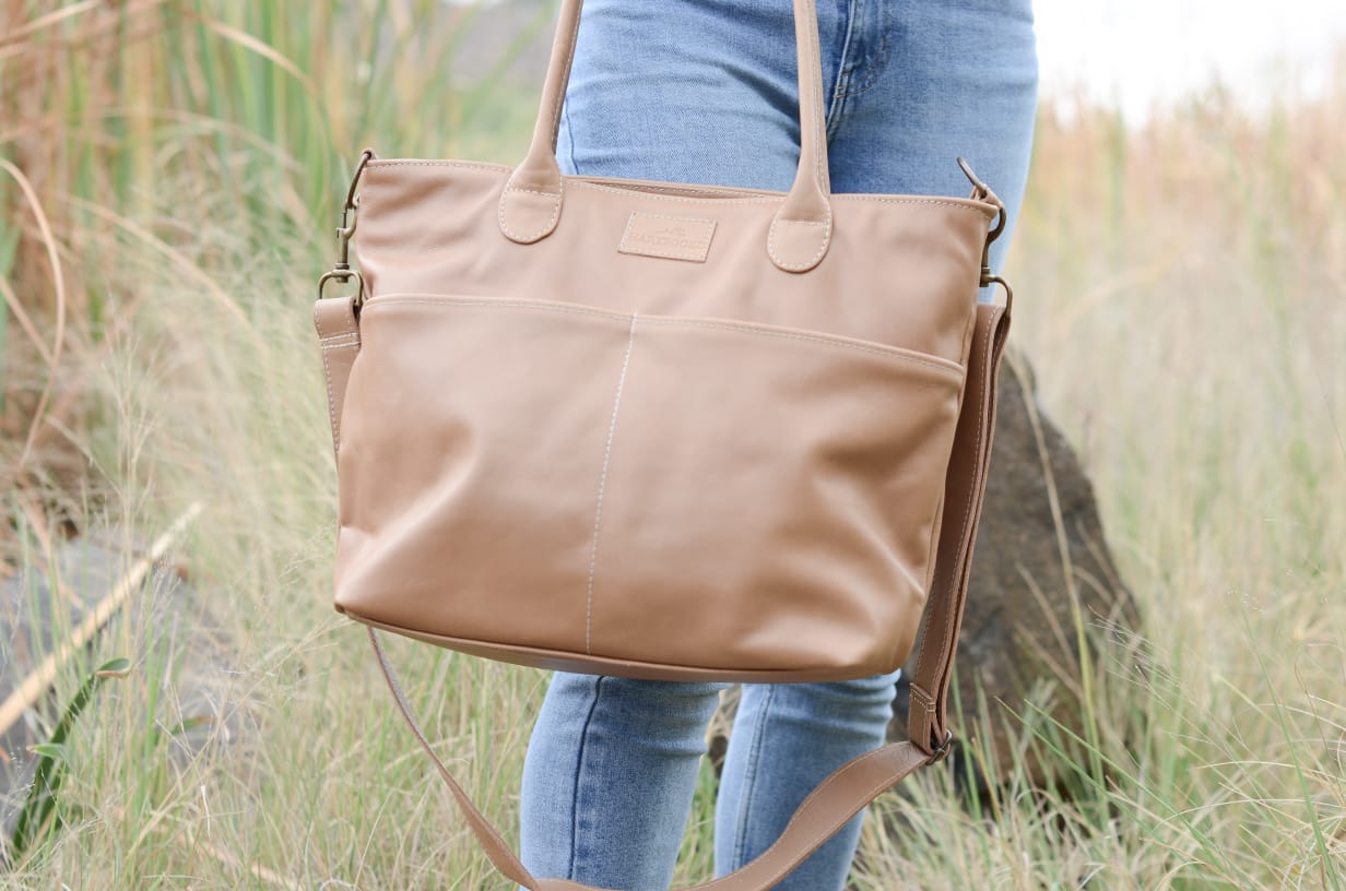 Leather Nappy Handbag | Caramel