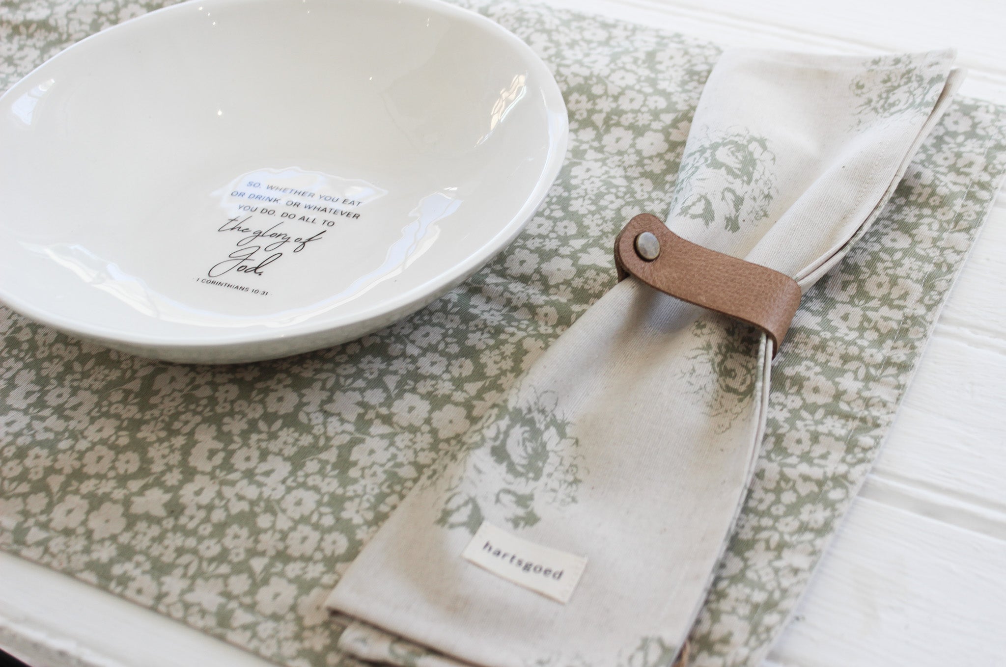 Reversible Placemat | Olive Fields | May your heart be filled