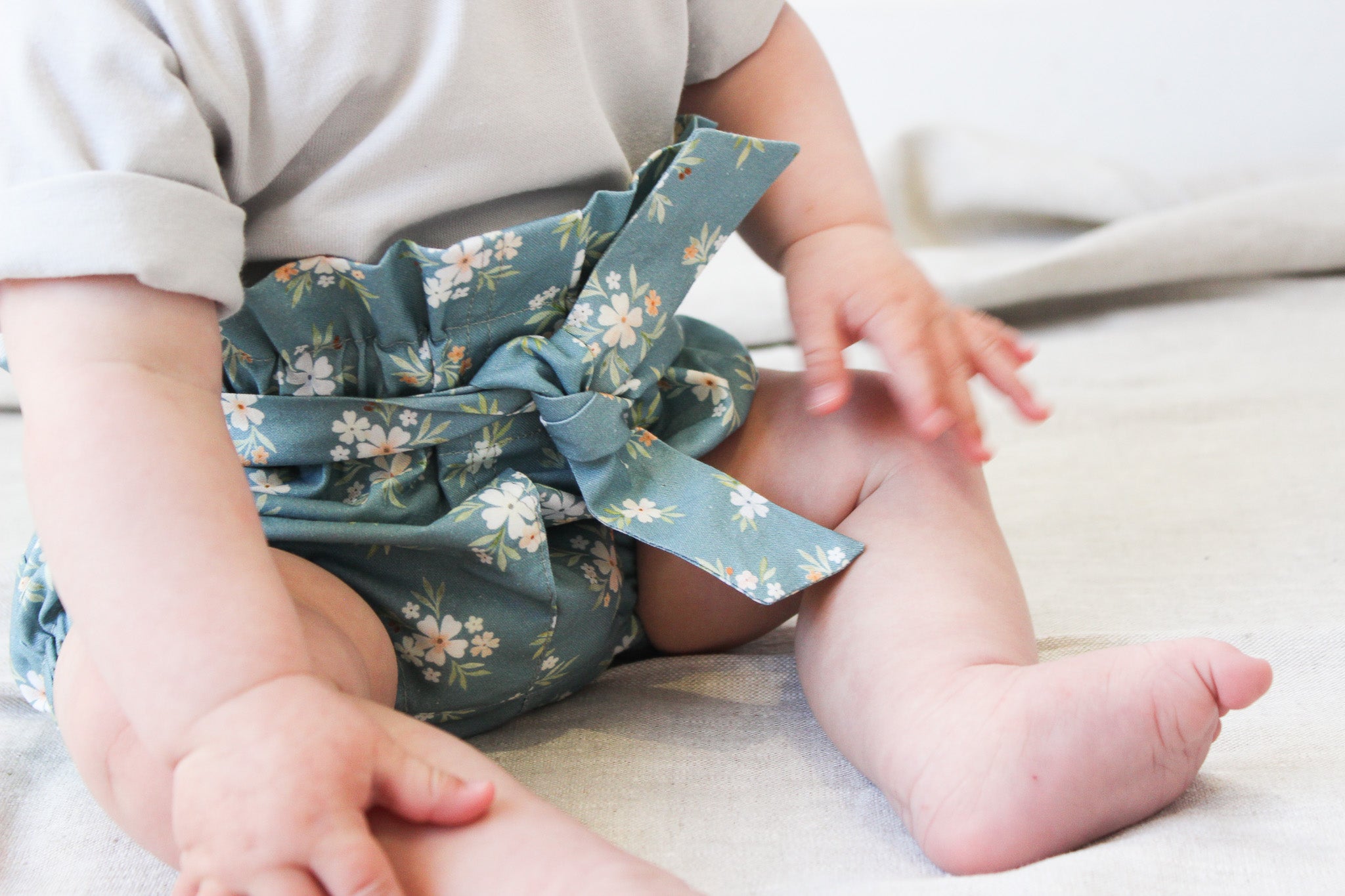 Jana Bottoms | Floral on Dusty Blue