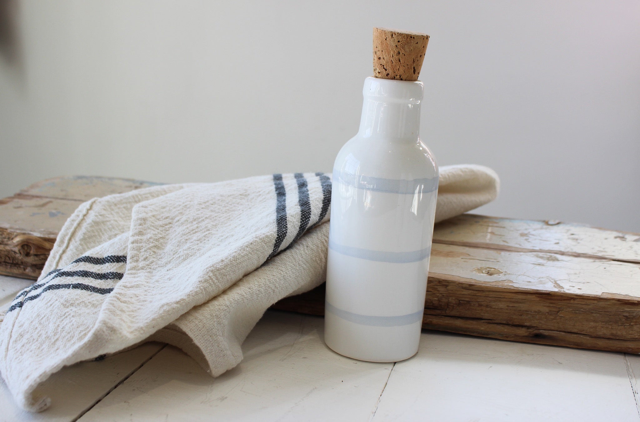 Olive Oil Bottle with Cork  | Pinstripe