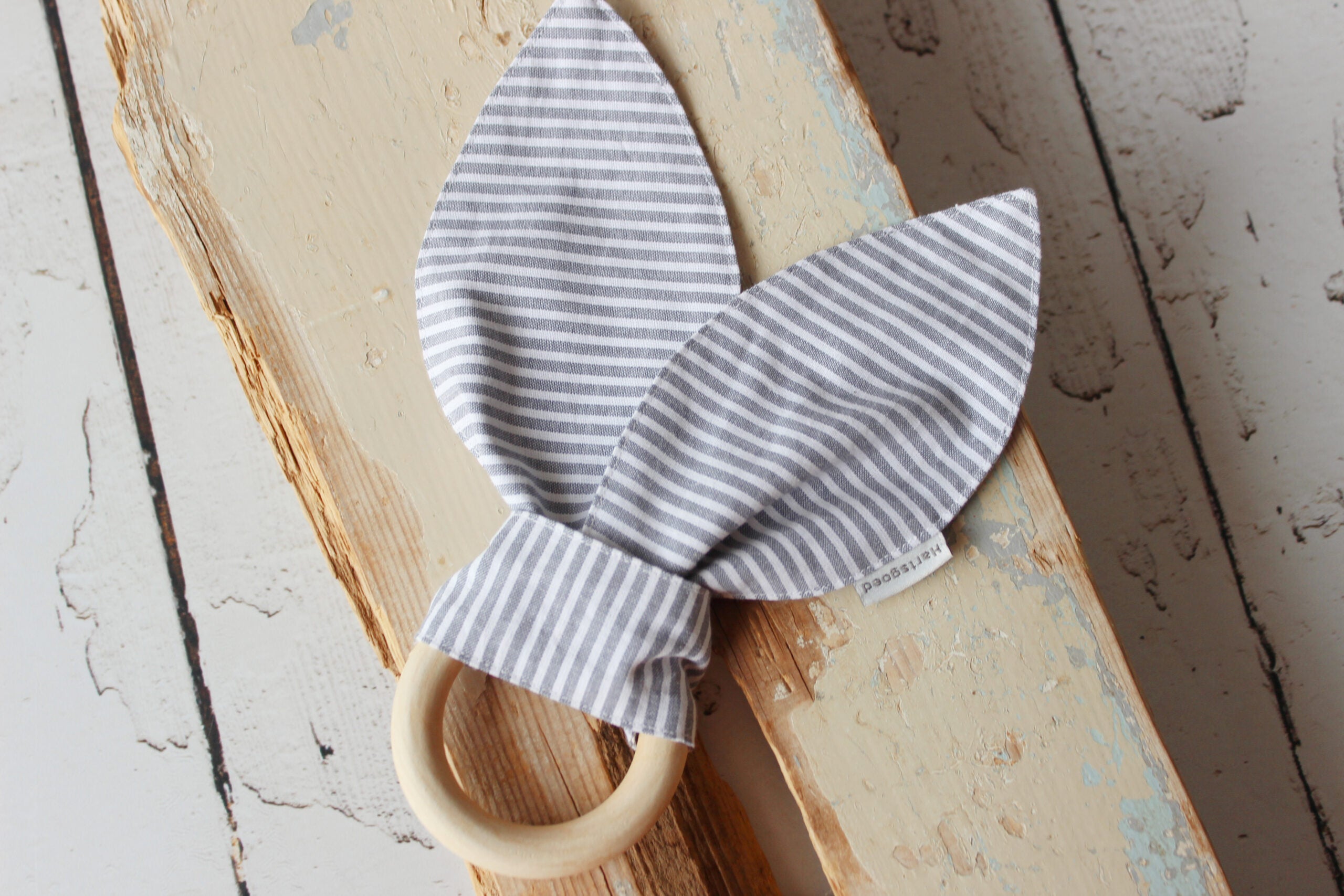 Wooden Teether | Blue stripe