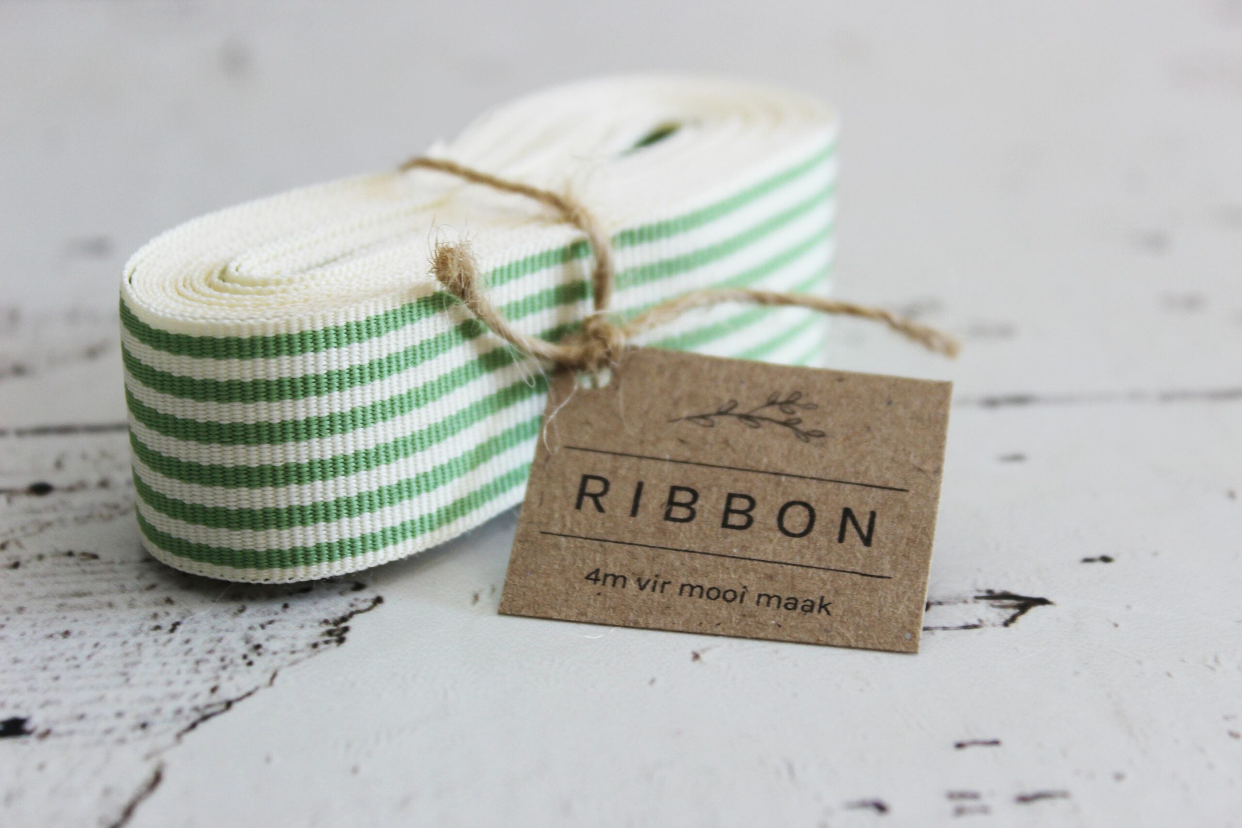 Ribbon 4m |  Festive Green & White