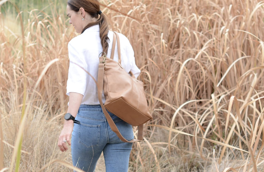 Leather Nappy Handbag | Caramel