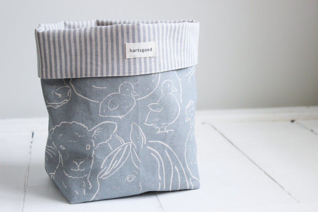 Storage Basket | Farm Animals Grey