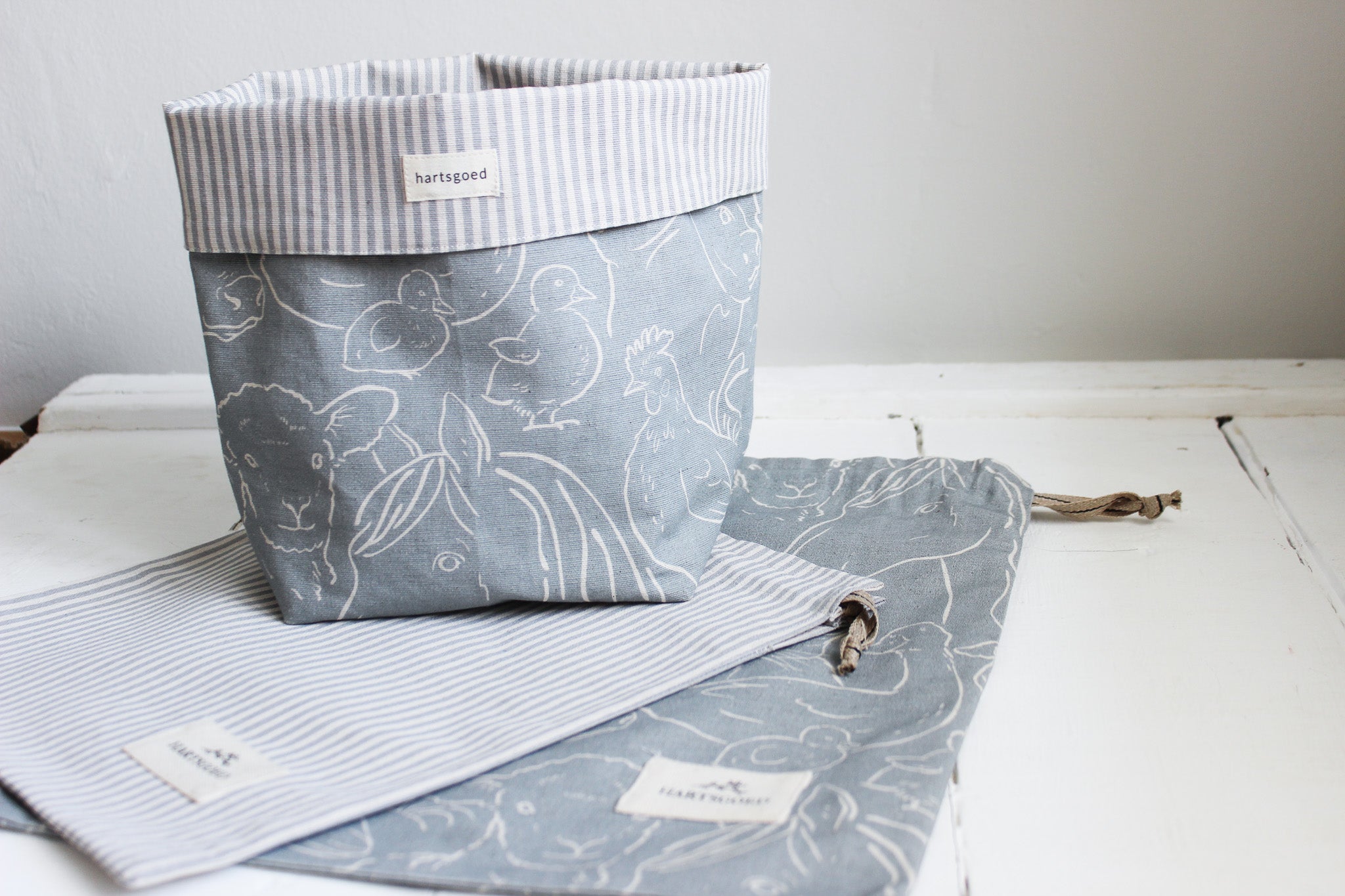 Storage Basket | Farm Animals Grey