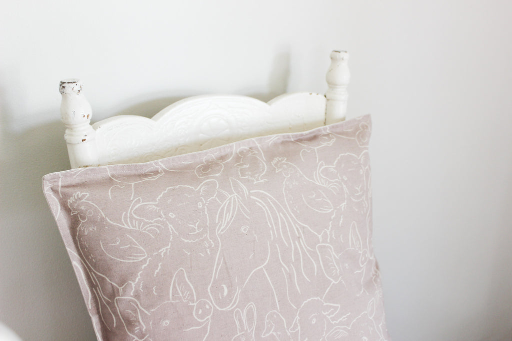Cushion Cover | Farm Animals Mauve | 50x50cm