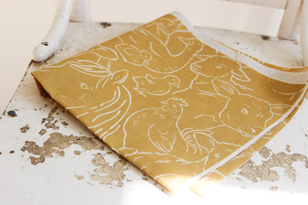 Fabric | Farm Animals on Mustard
