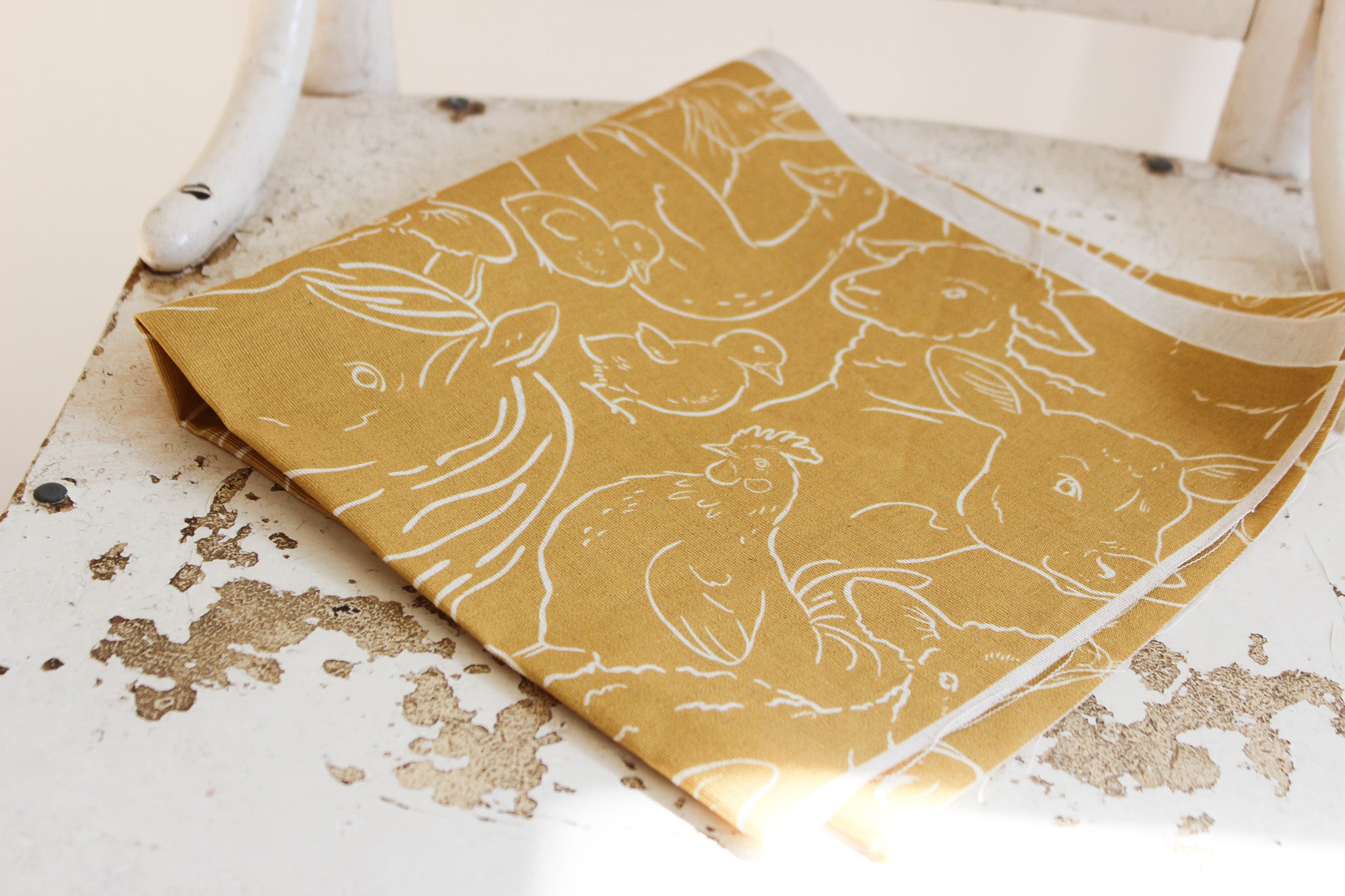 Fabric | Farm Animals on Mustard