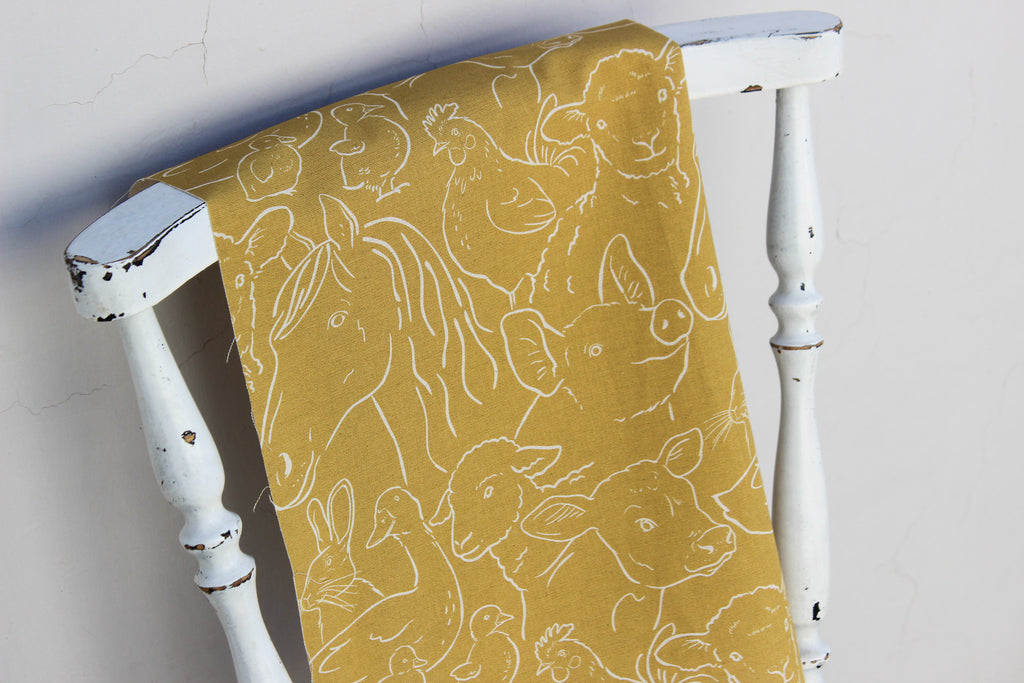 Fabric | Farm Animals on Mustard