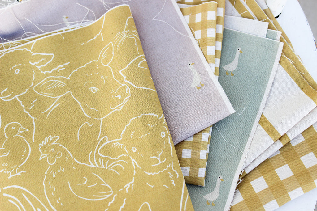 Fabric | Farm Animals on Mustard