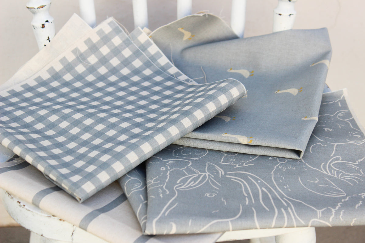 Fabric | Farm Animals on Grey