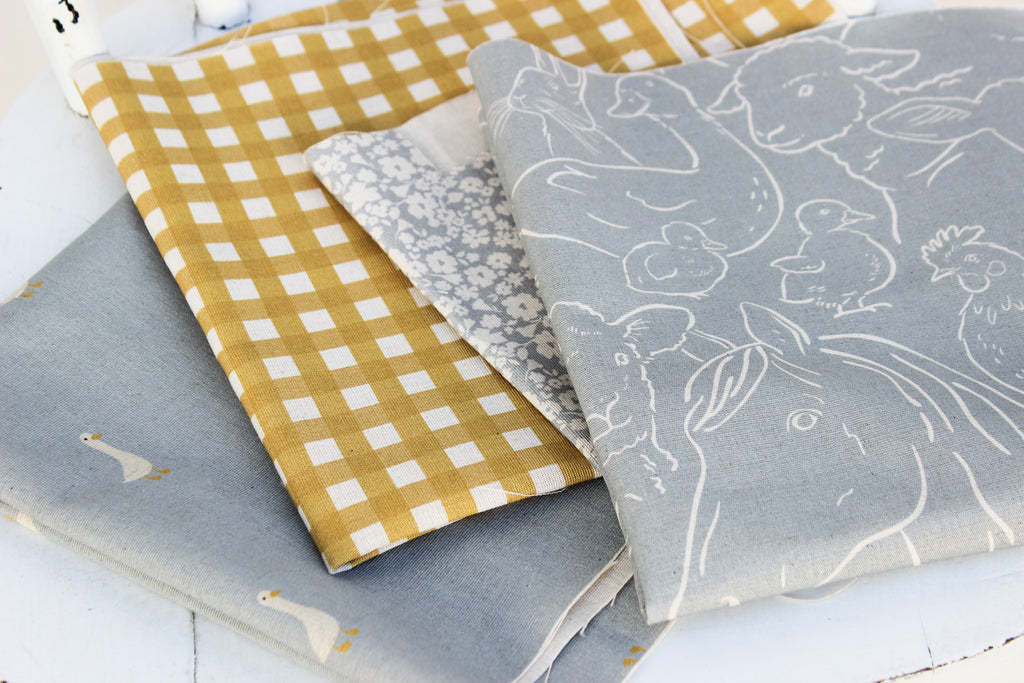 Fabric | Farm Animals on Grey