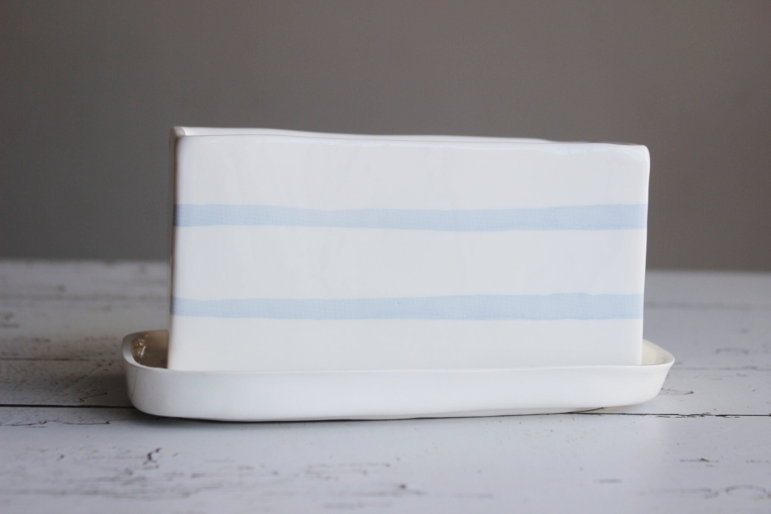 Oblong Herb Planter | Blue Pinstripe
