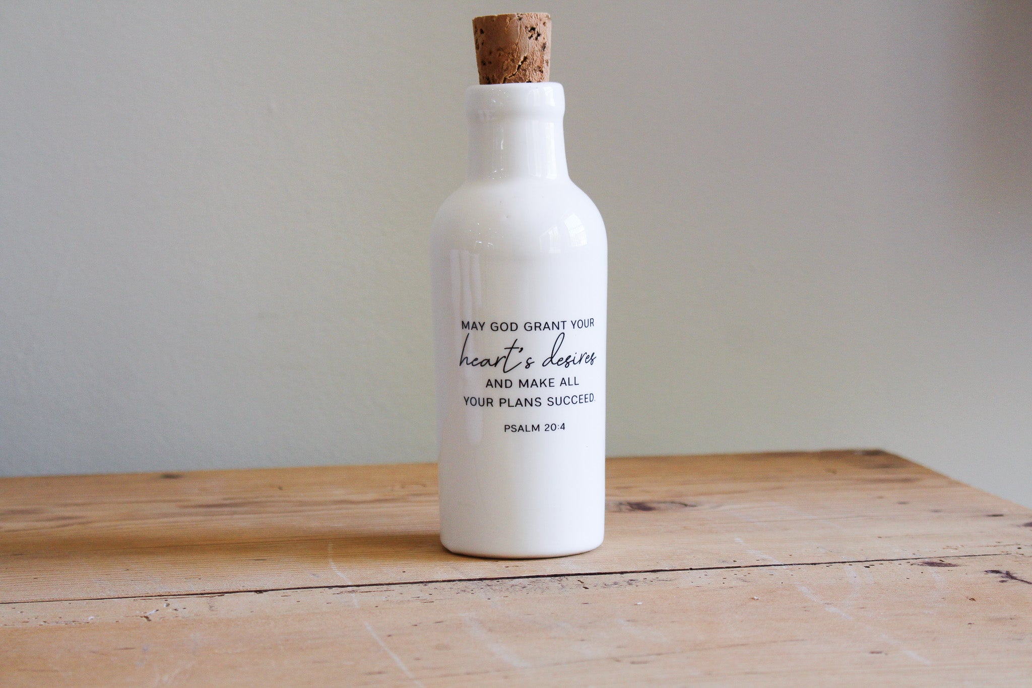 Olive Oil Bottle with Cork  | Psalm 20:4