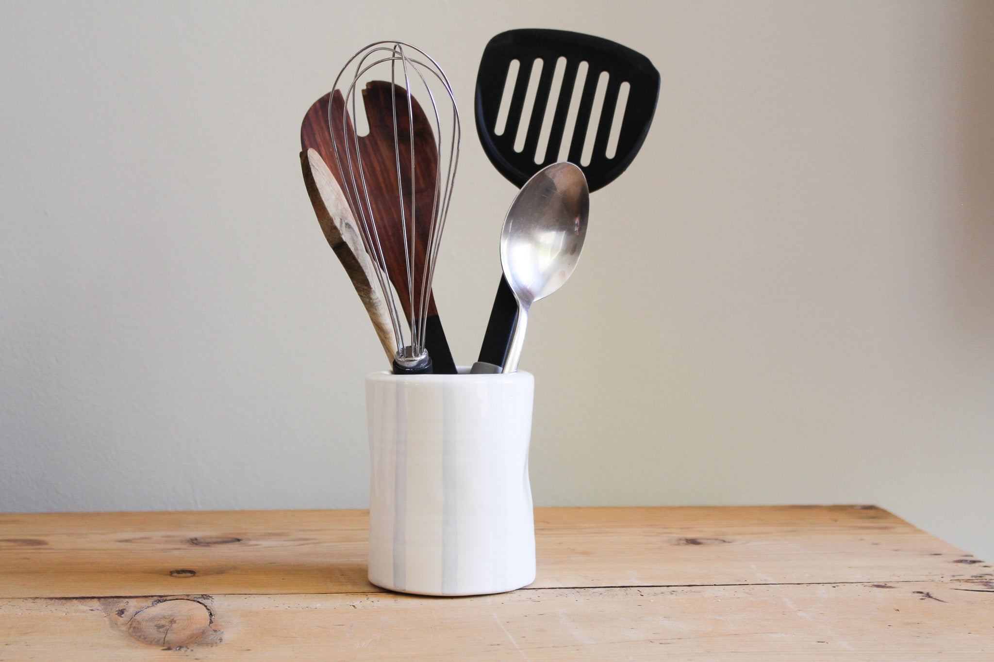 Ceramic Tin Vase  |  Watercolour Pinstripe