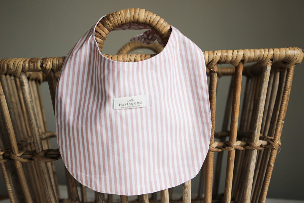 Baby Bib | Lines & Flower Fields | Dusty Rose