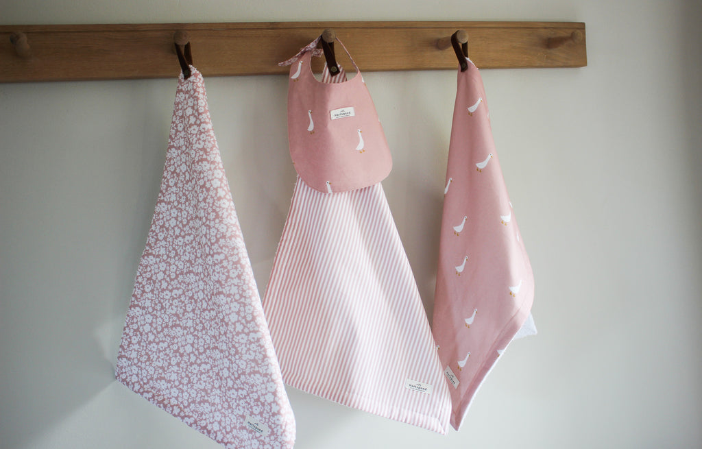Baby Bib | Ducks & Flower Fields | Dusty Rose