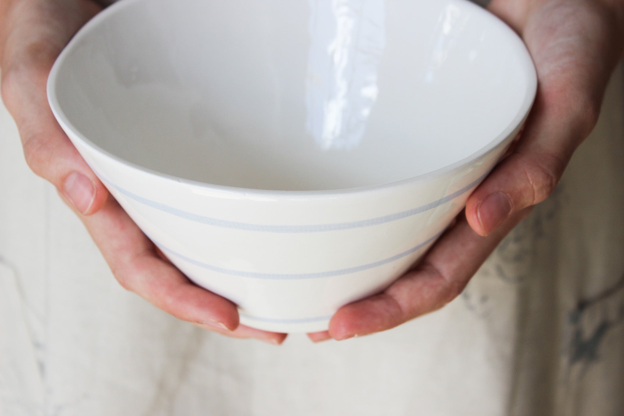 Breakfast Bowl | Blue Watercolour Pinstripe