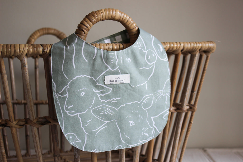 Baby Bib | Farm Animals & Gingham | Karoo Fields
