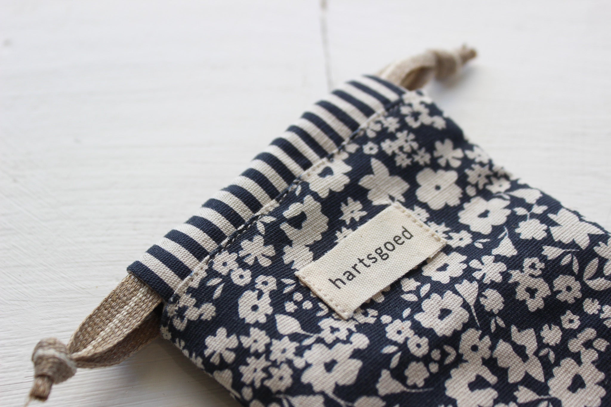 Glasses Drawstring Bag | Navy Fields of Flowers
