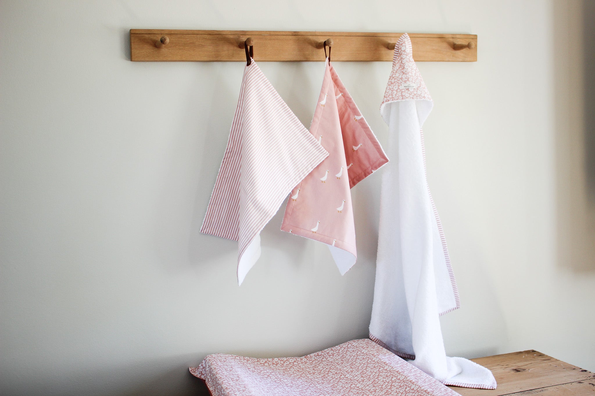 Hooded Baby Bath Towel | Flower Fields | Dusty Rose