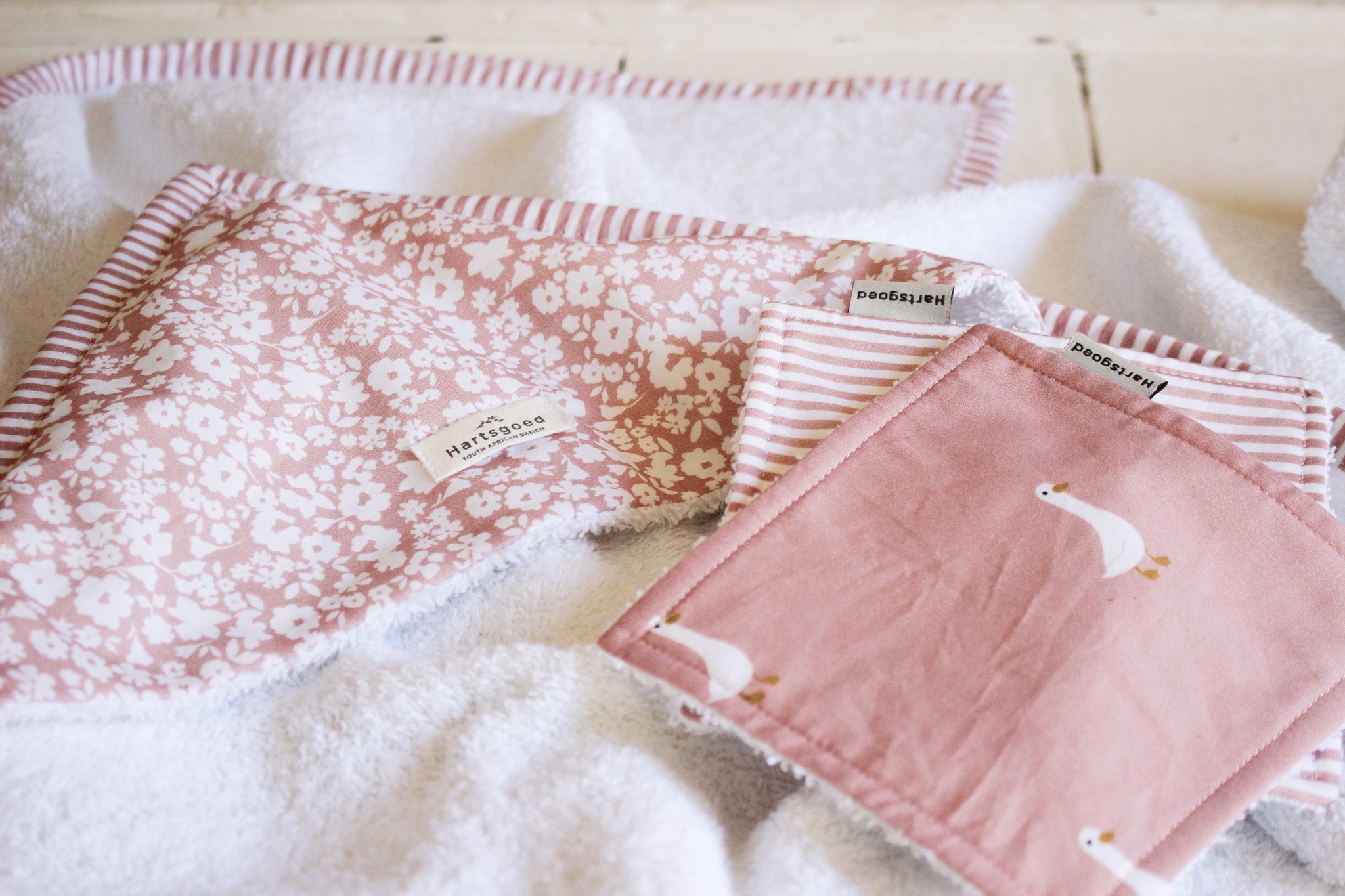Hooded Baby Bath Towel | Flower Fields | Dusty Rose