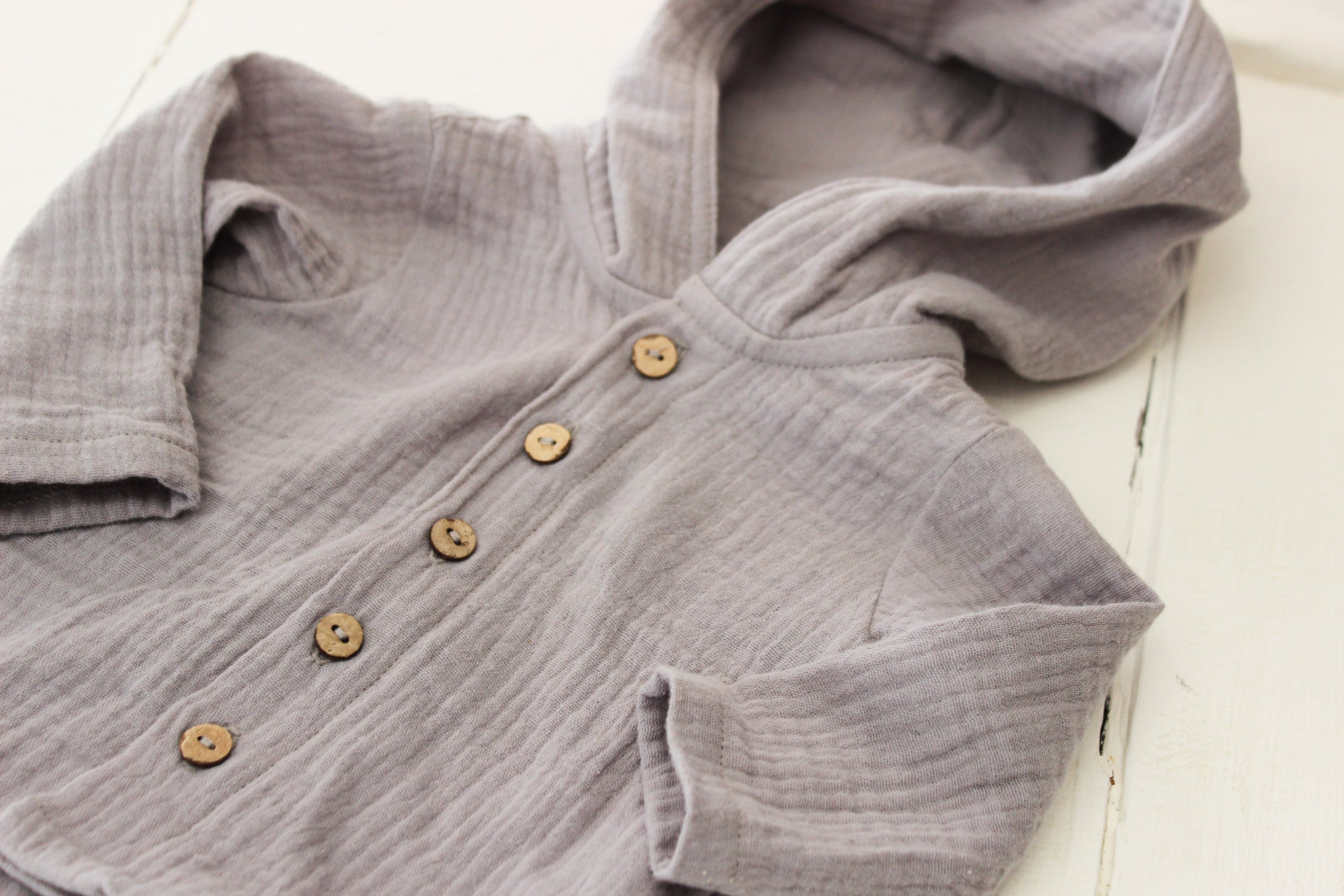 Muslin Hooded Shirt | Grey