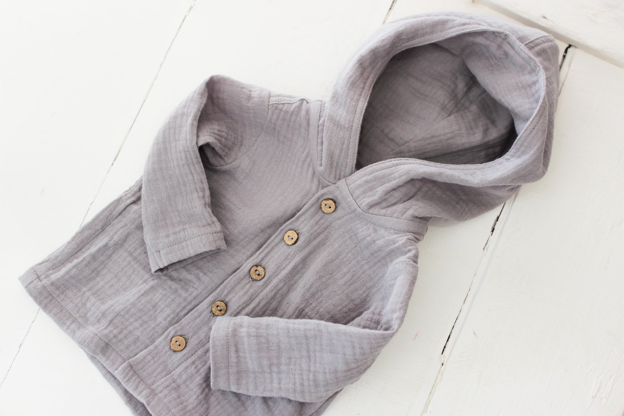 Muslin Hooded Shirt | Grey