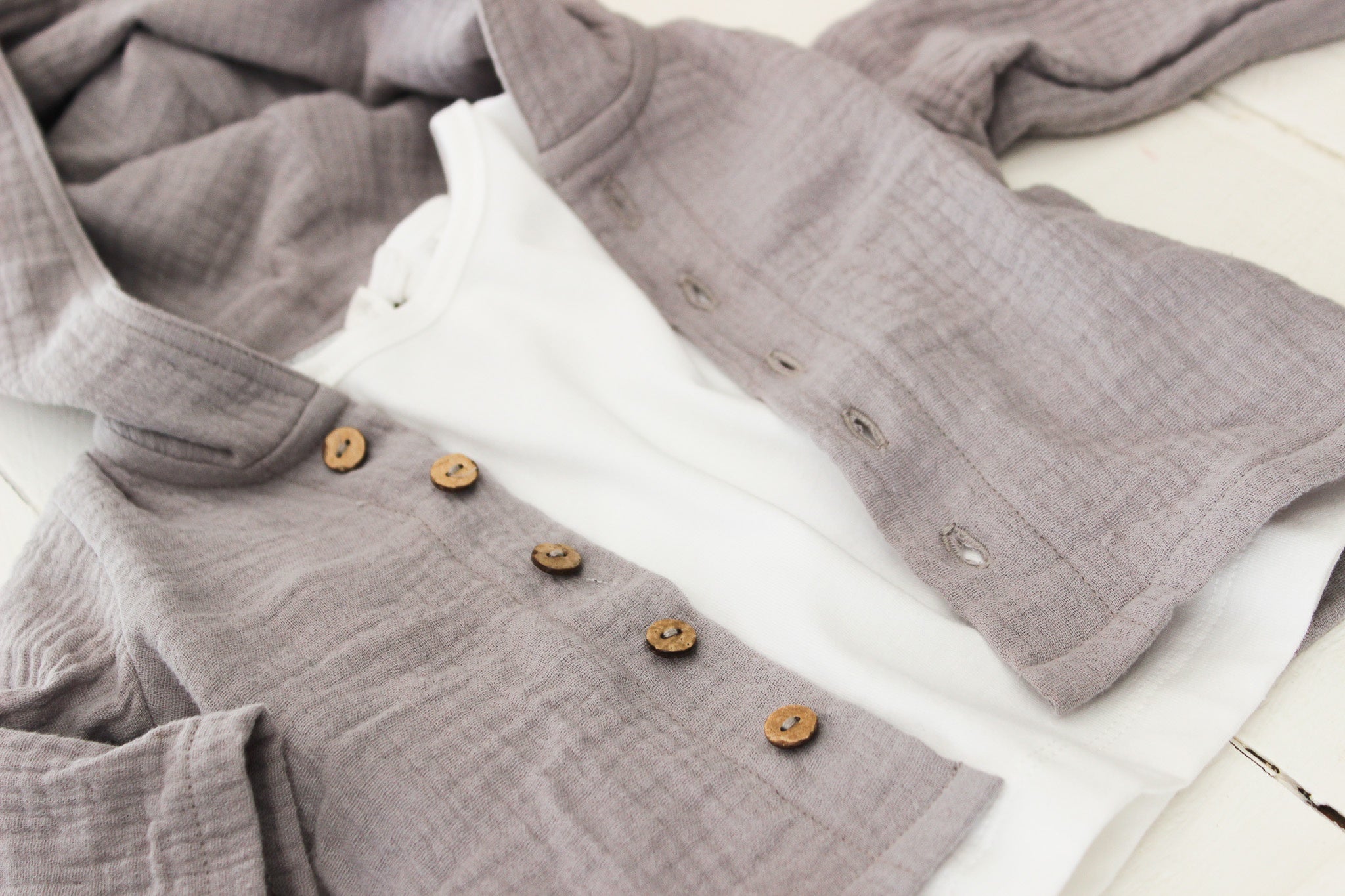 Muslin Hooded Shirt | Grey