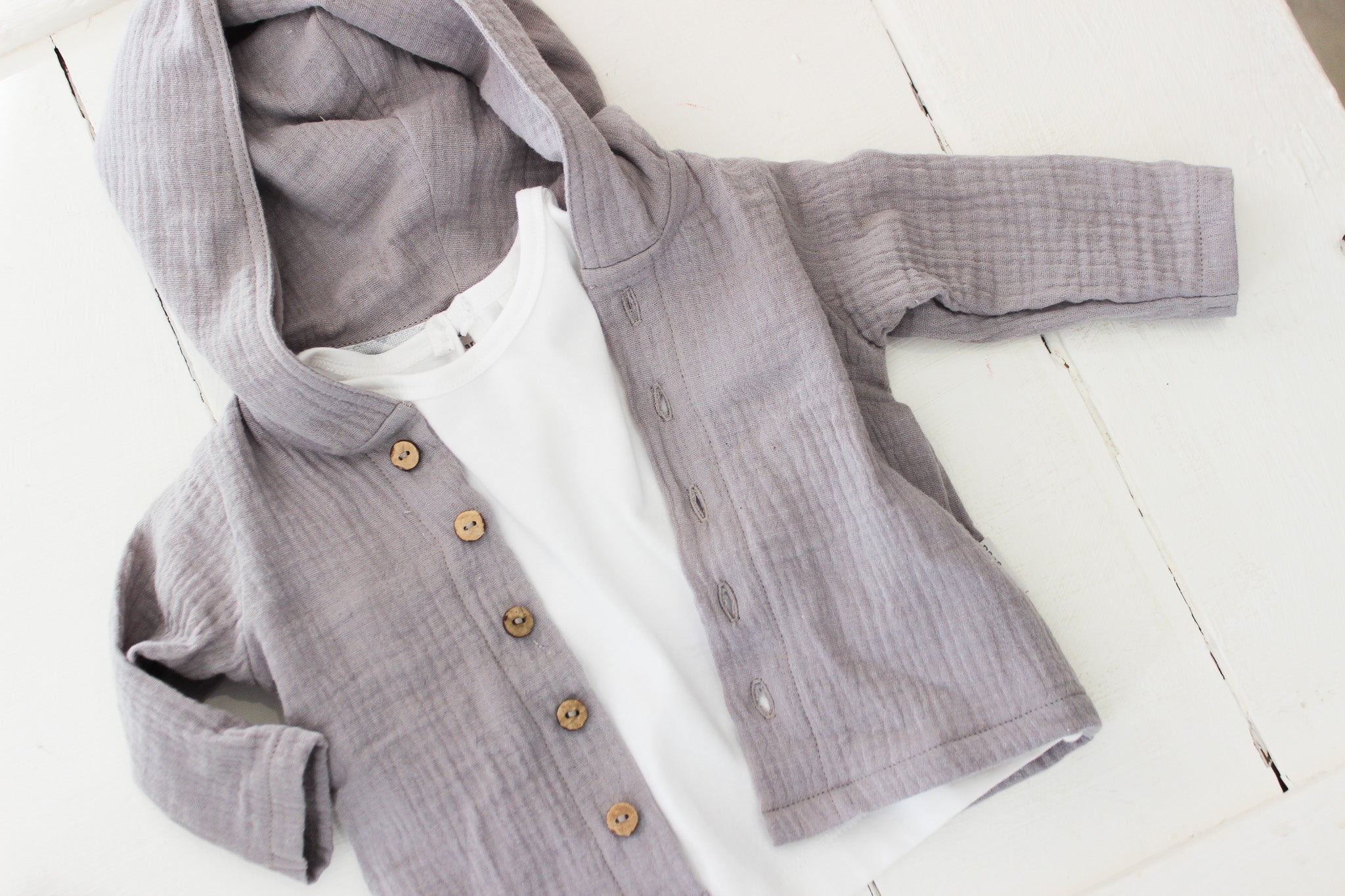 Muslin Hooded Shirt | Grey