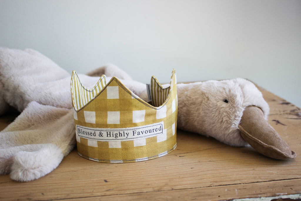 Birthday Crown | Blessed | Mustard Gingham