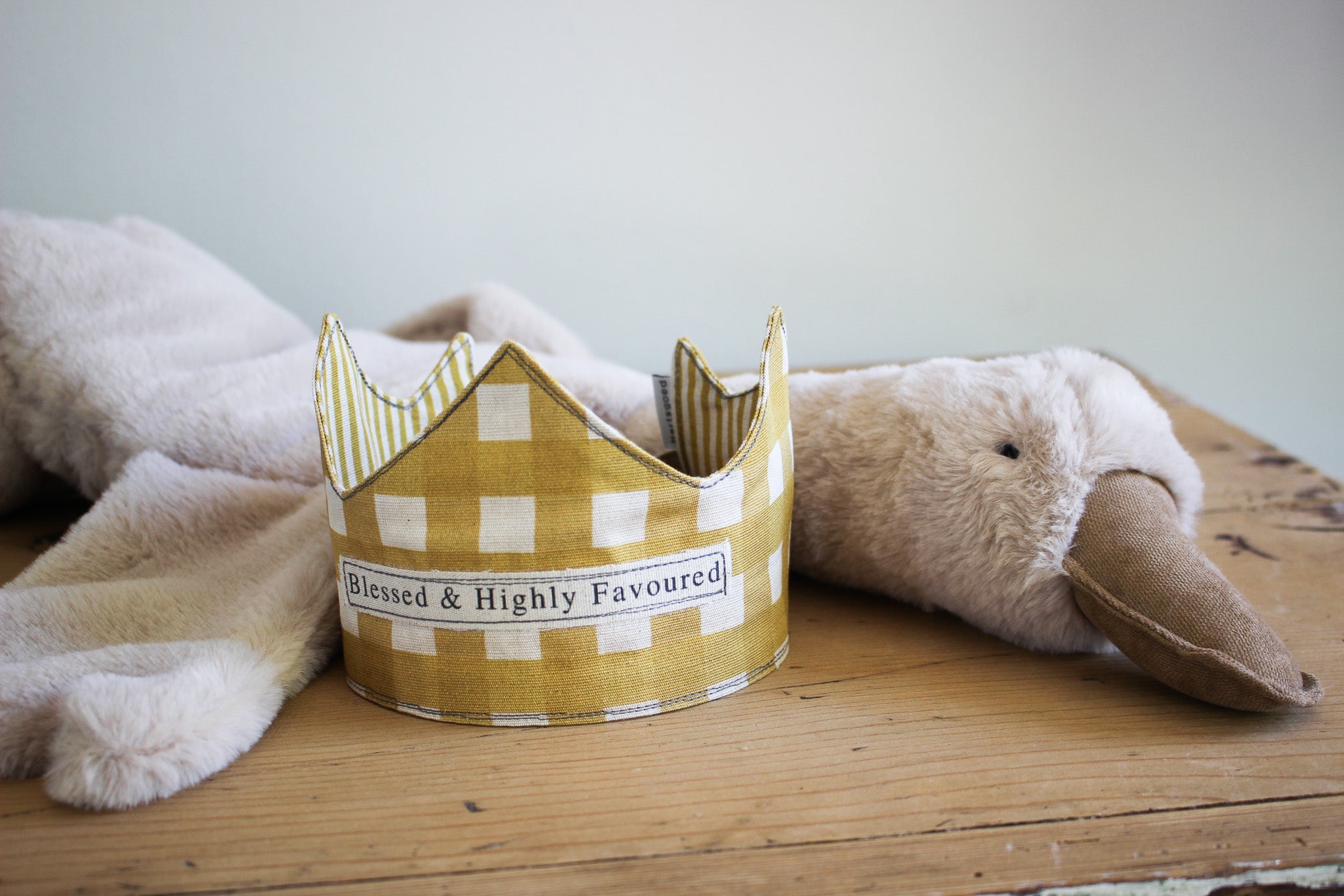 Birthday Crown | Blessed | Mustard Gingham