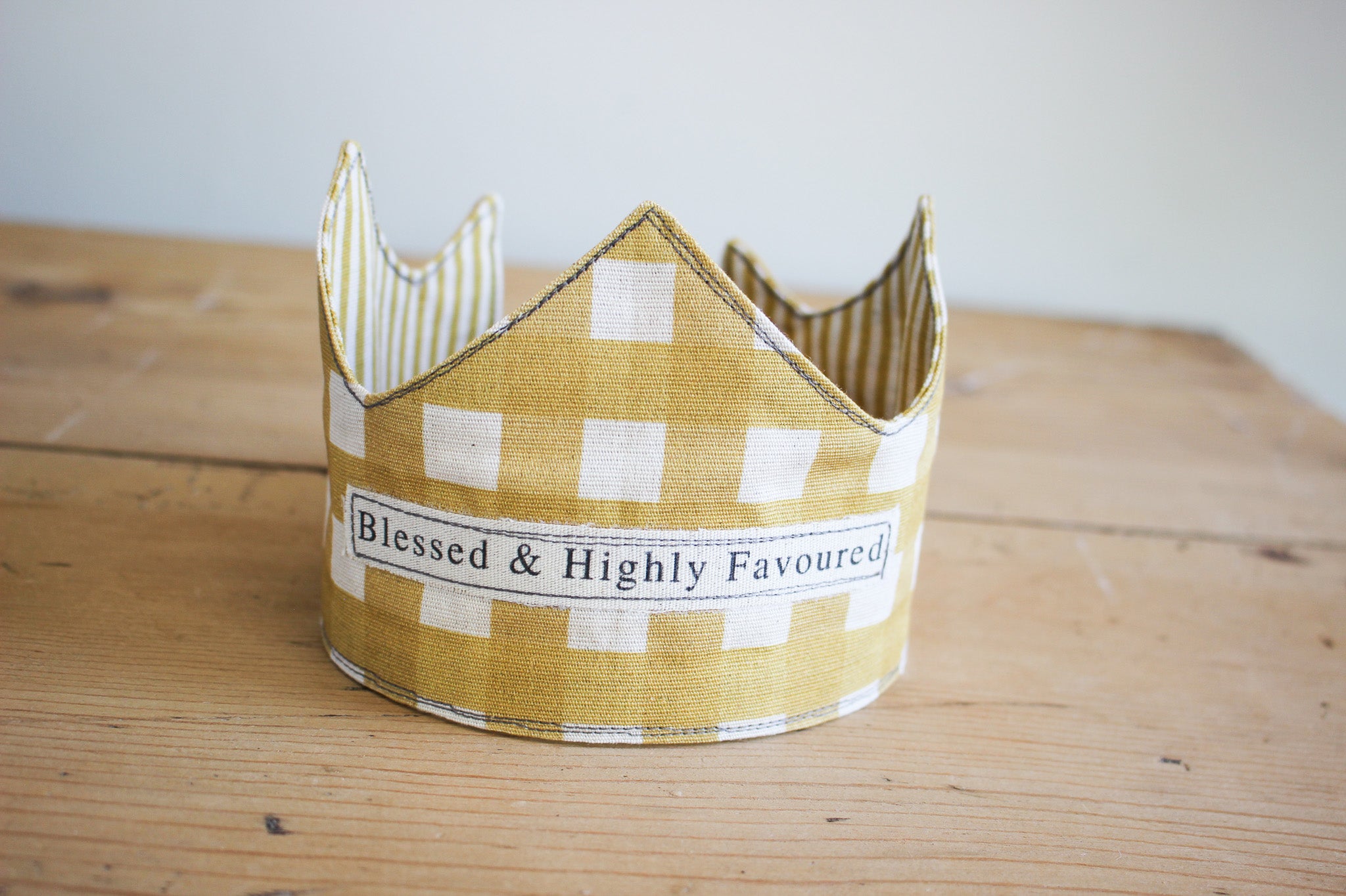 Birthday Crown | Blessed | Mustard Gingham