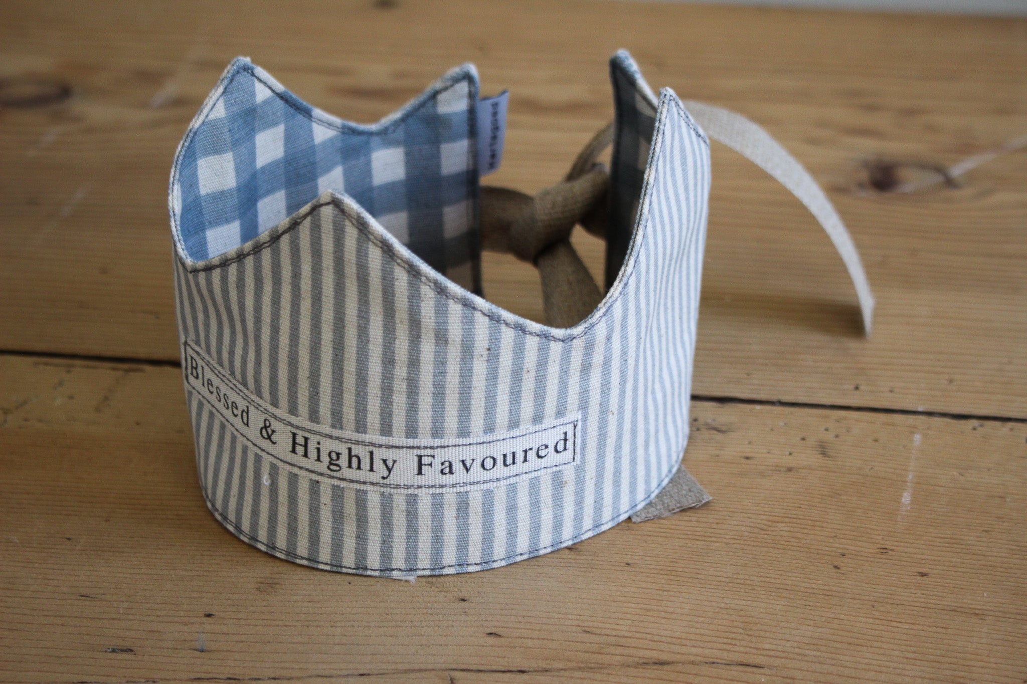Birthday Crown | Blessed | Grey Gingham & Lines