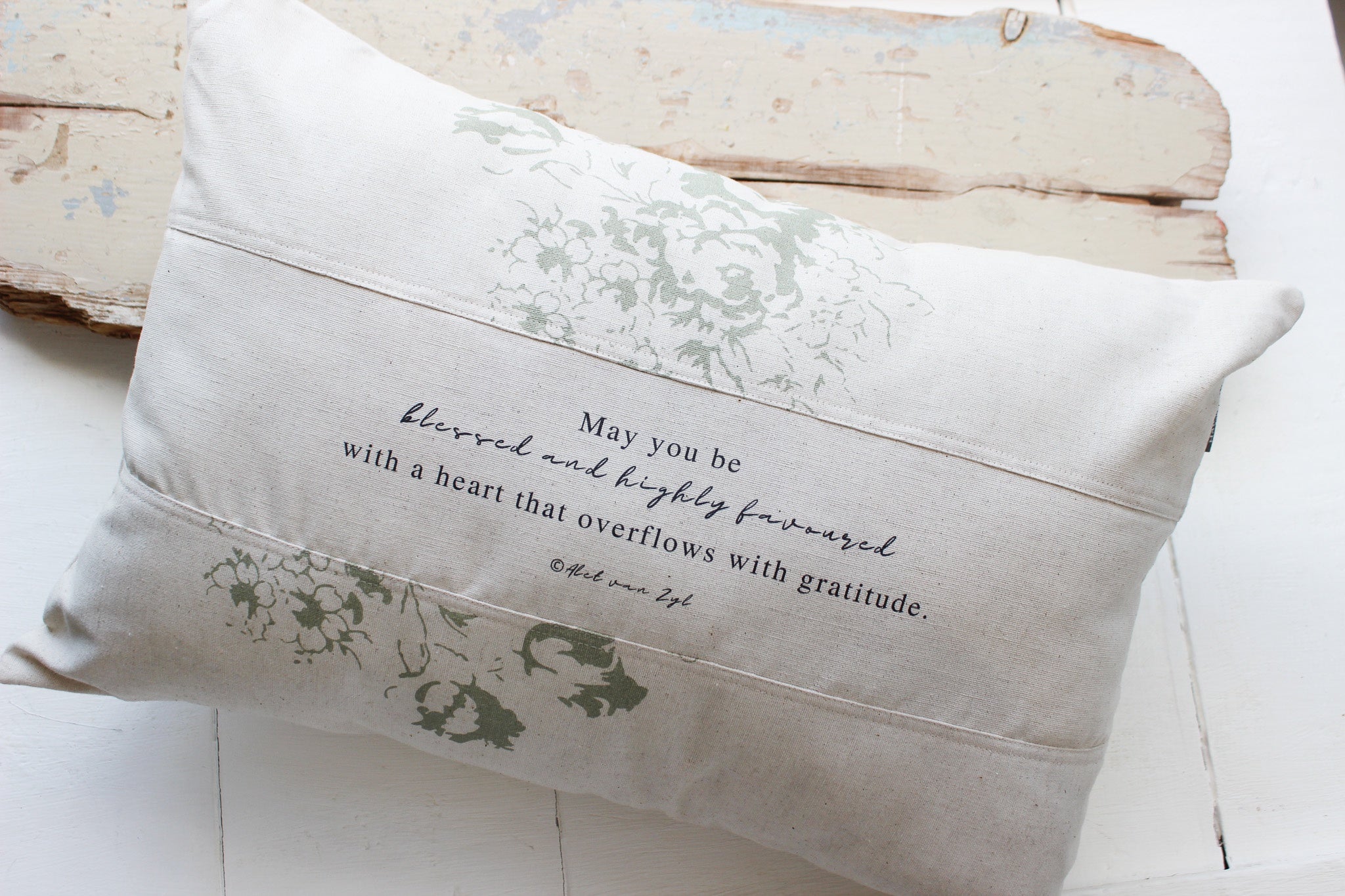 Linen Cushion Cover | May you be | Olive