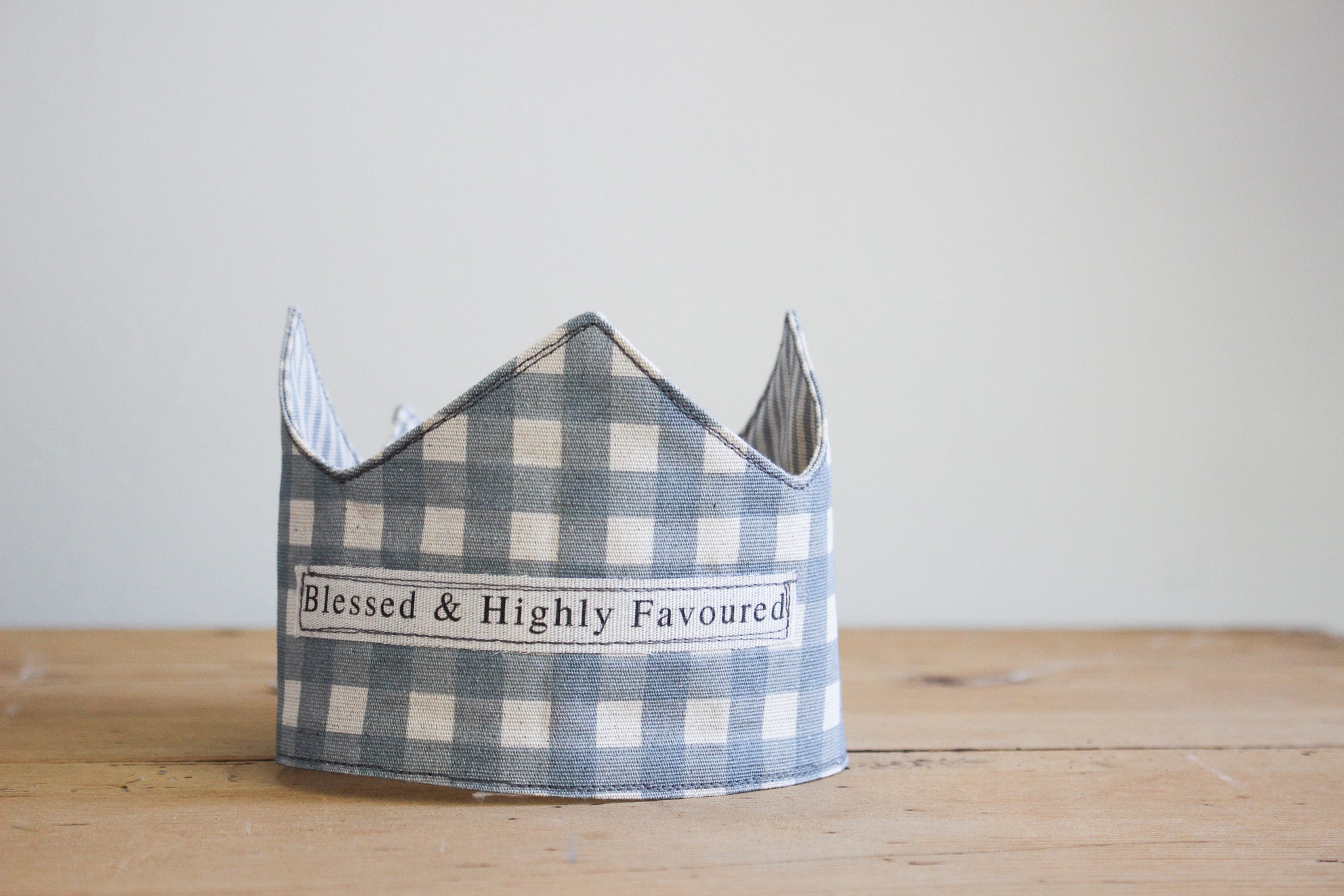 Birthday Crown | Blessed | Grey Gingham & Lines