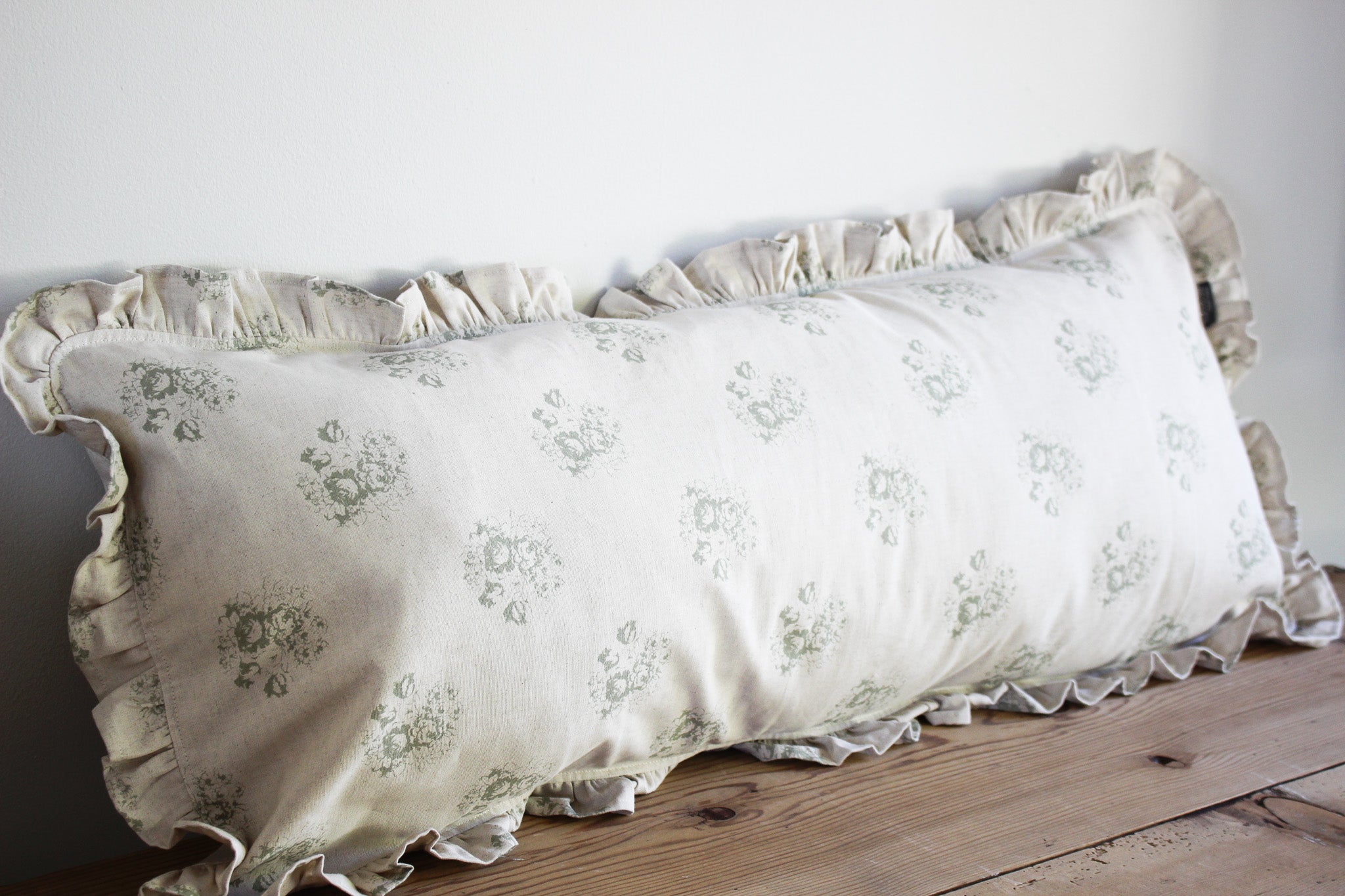 Karoo Frilled Cushion | Olive Country Floral | 40x100cm