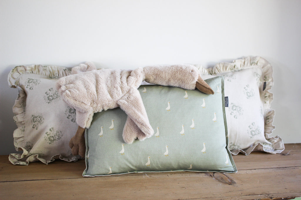 Karoo Frilled Cushion | Olive Country Floral | 40x100cm