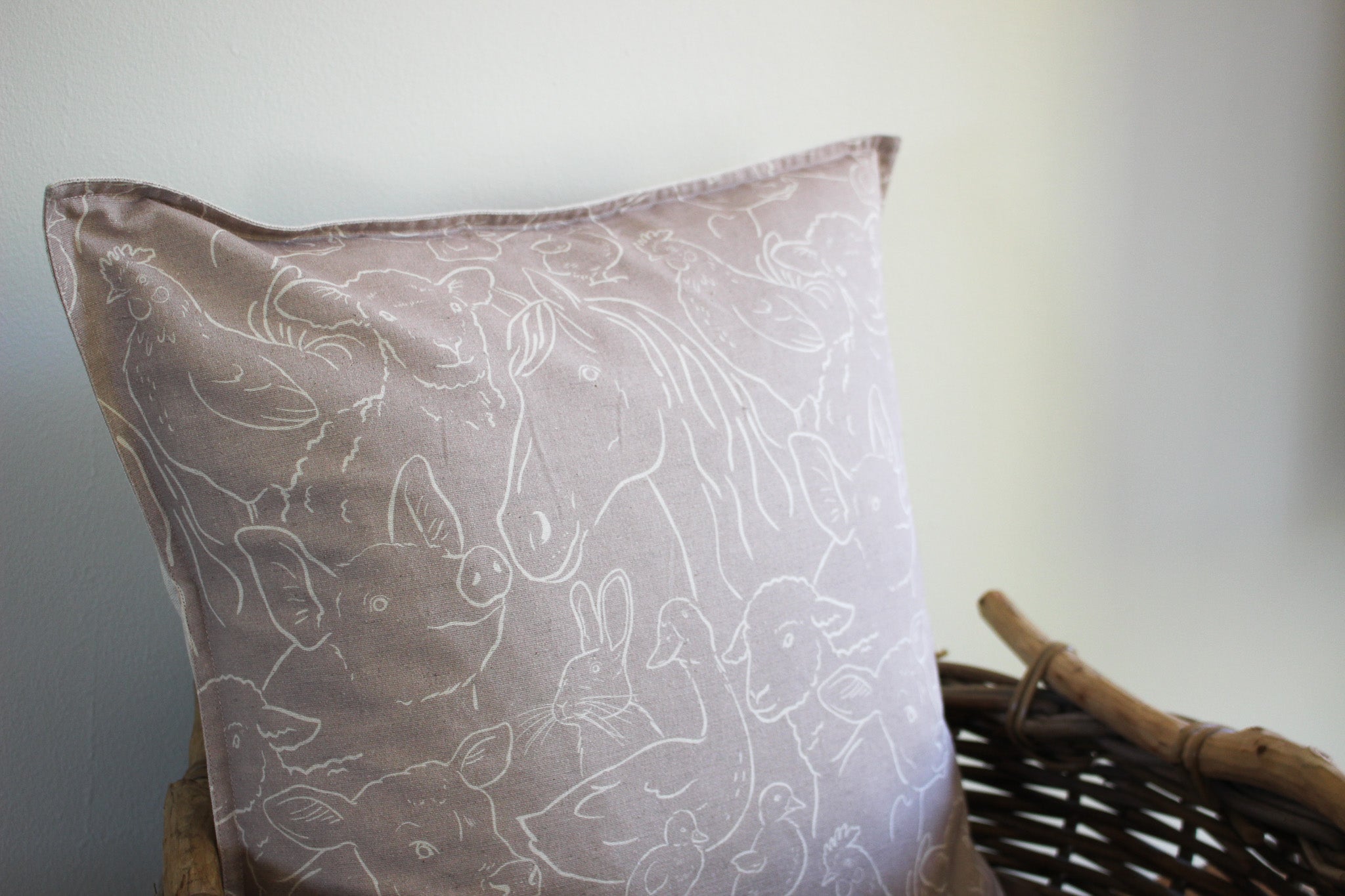 Cushion Cover | Farm Animals Mauve | 50x50cm