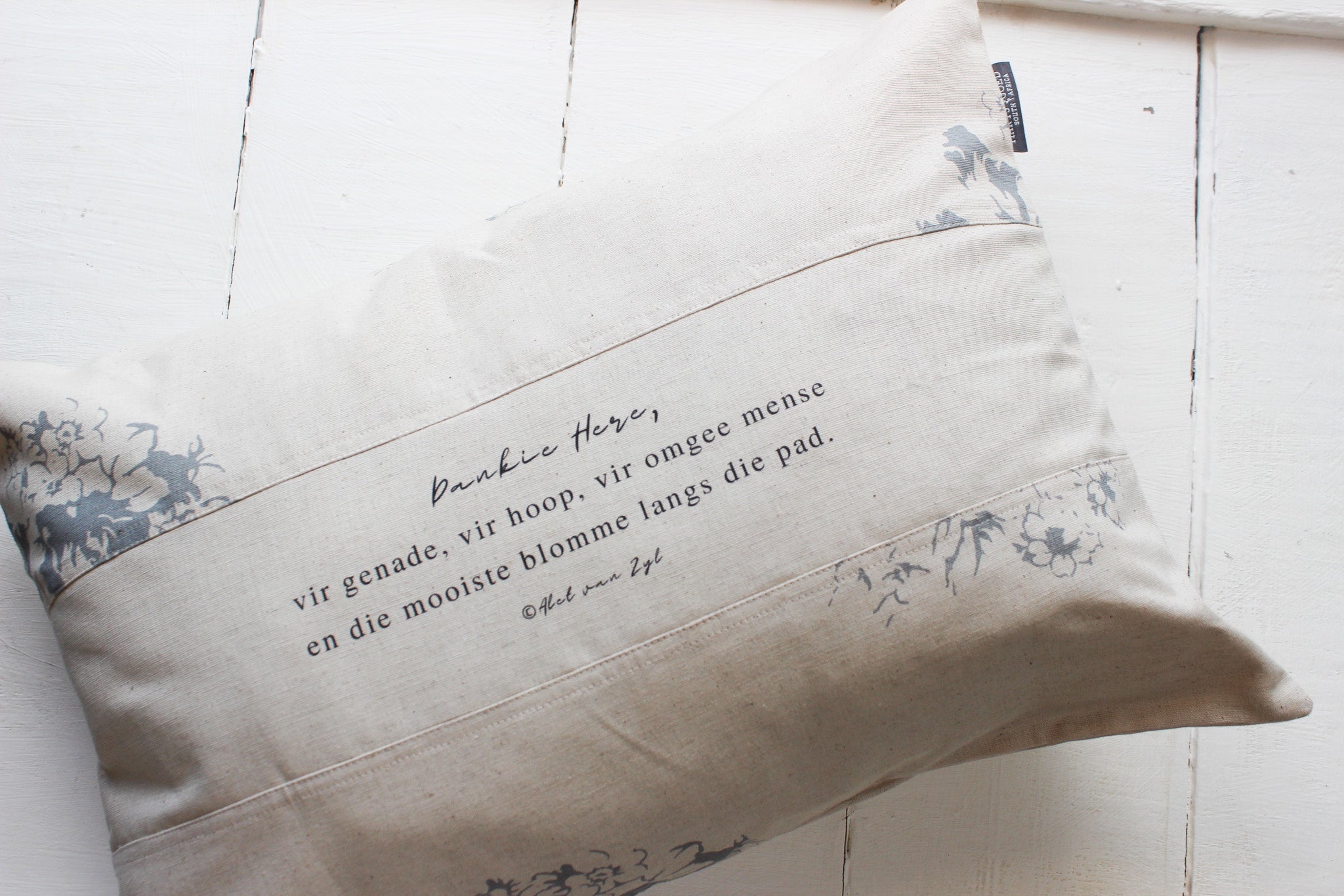 Linen Cushion Cover | Dankie Here | Grey
