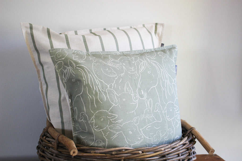 Cushion Cover | Farm Animals Olive | 50x50cm