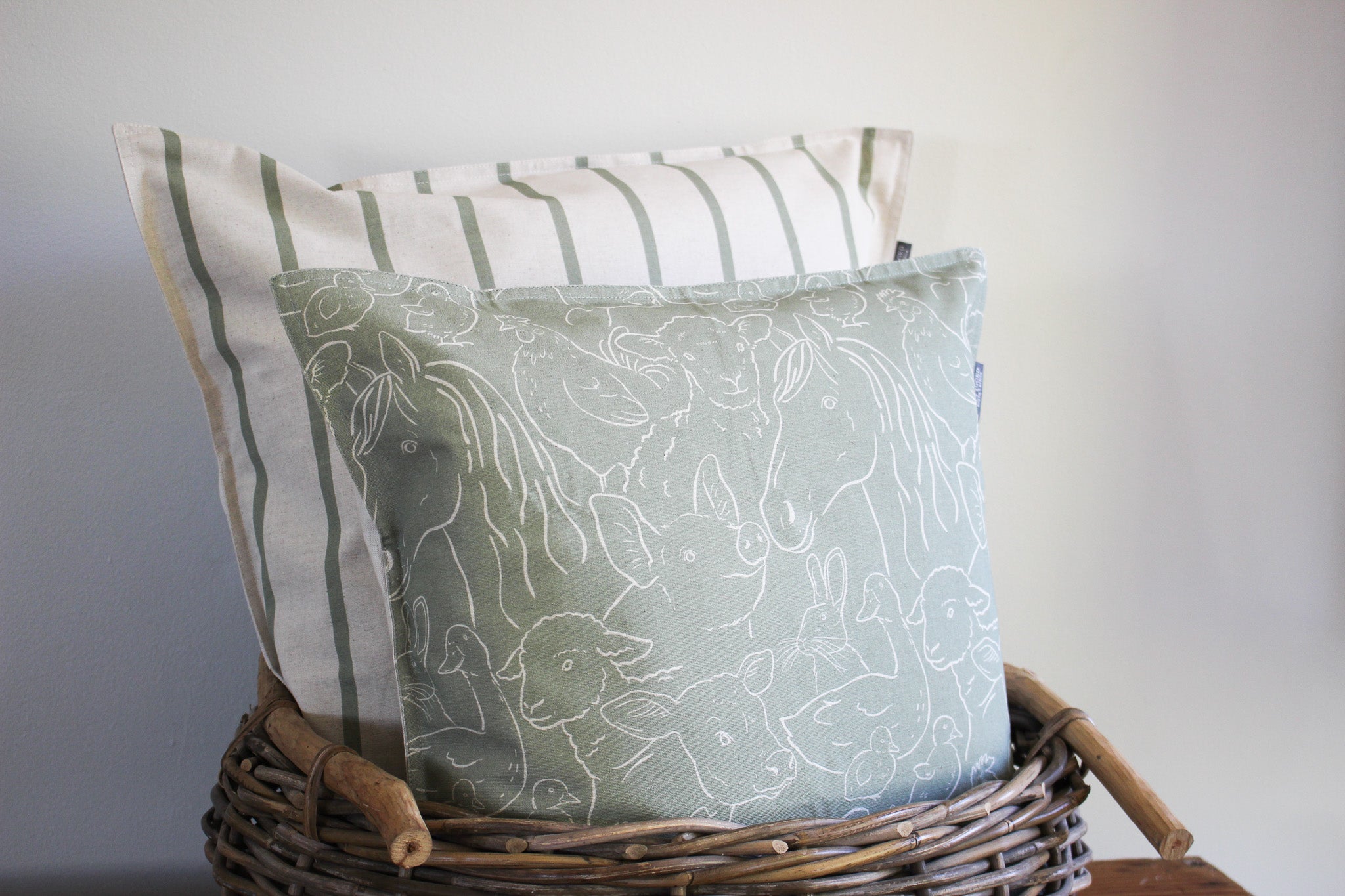 Cushion Cover | Farm Animals Olive | 50x50cm