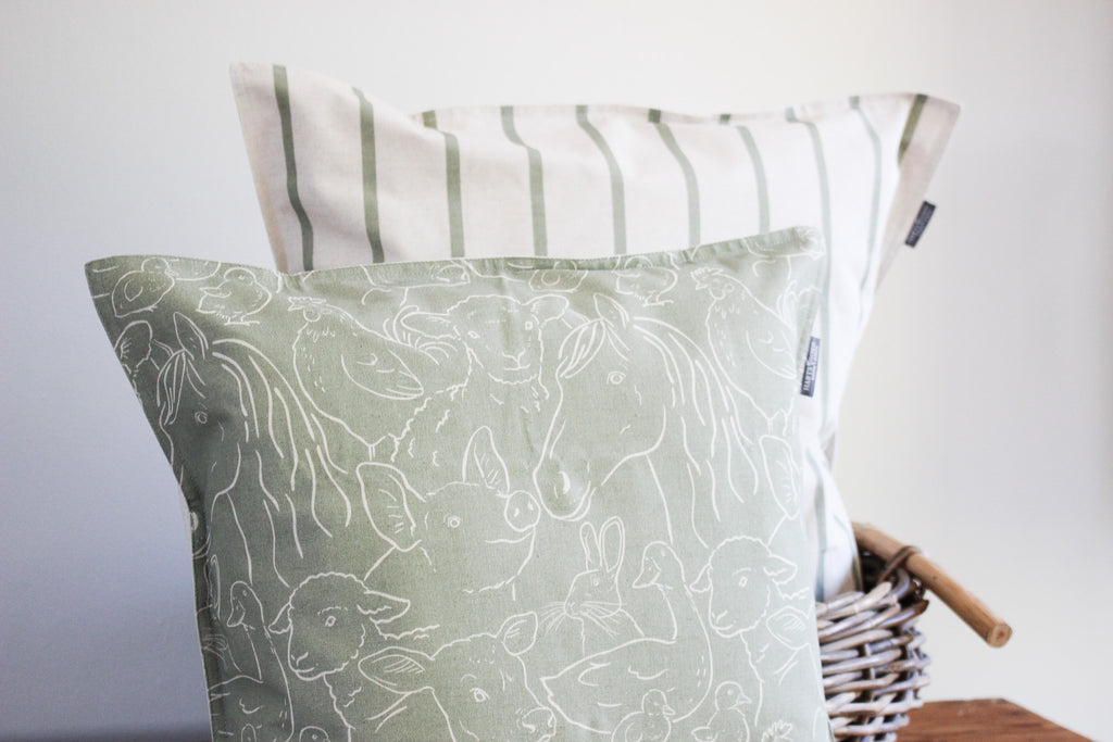 Cushion Cover | Farm Animals Olive | 50x50cm