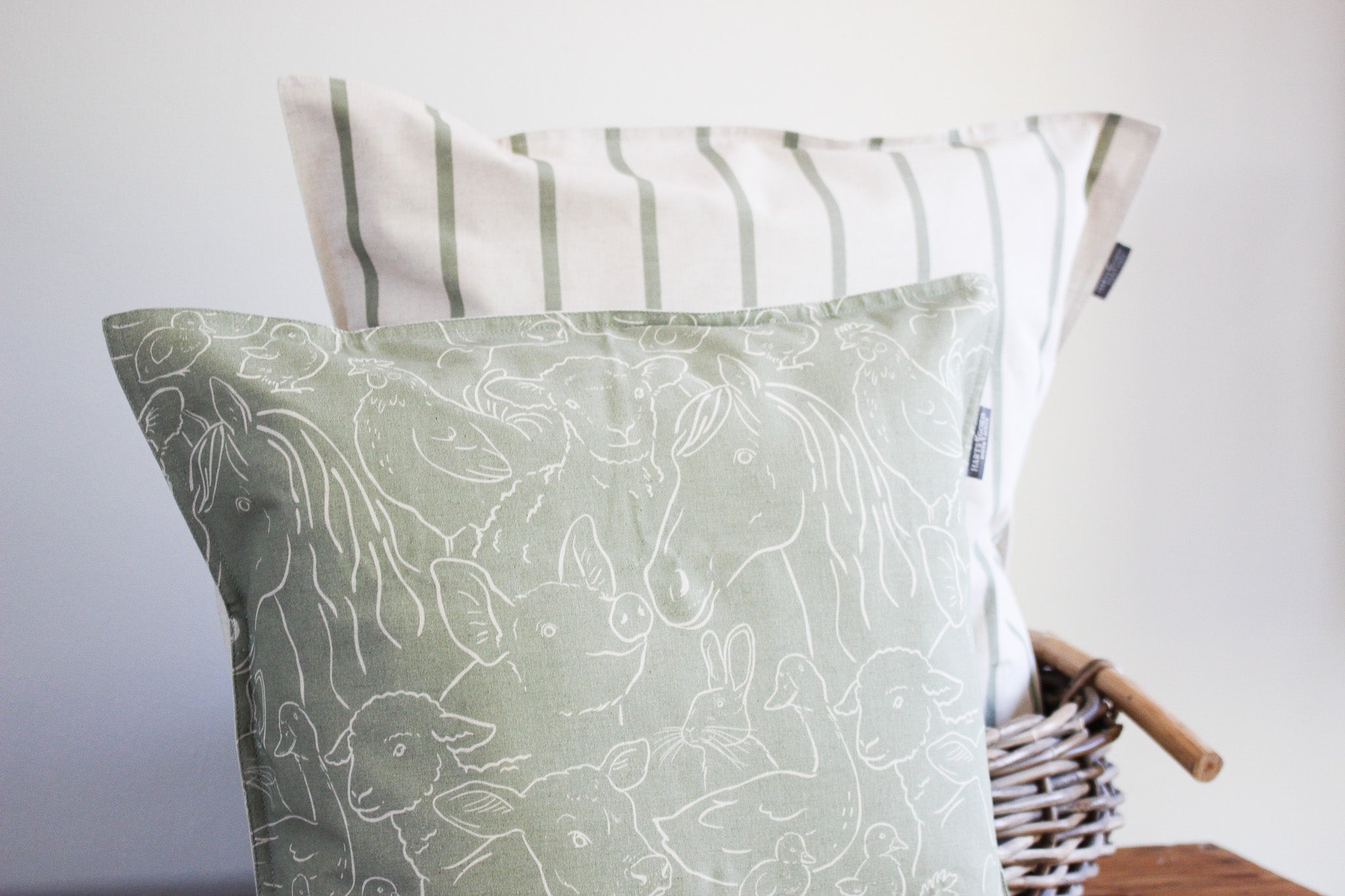 Cushion Cover | Farm Animals Olive | 50x50cm