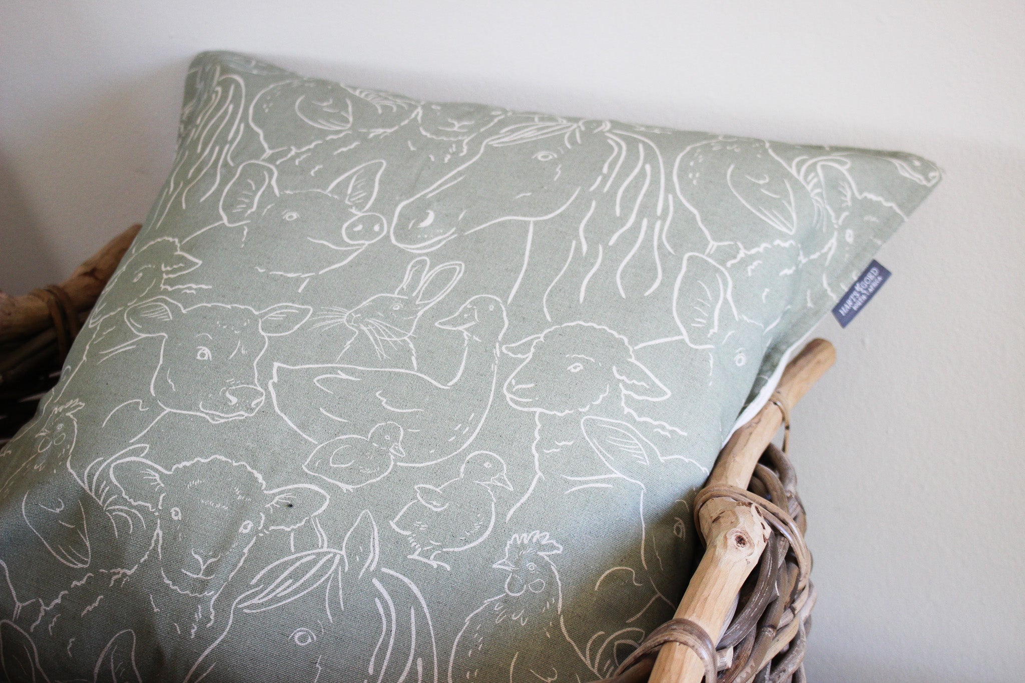 Cushion Cover | Farm Animals Olive | 50x50cm